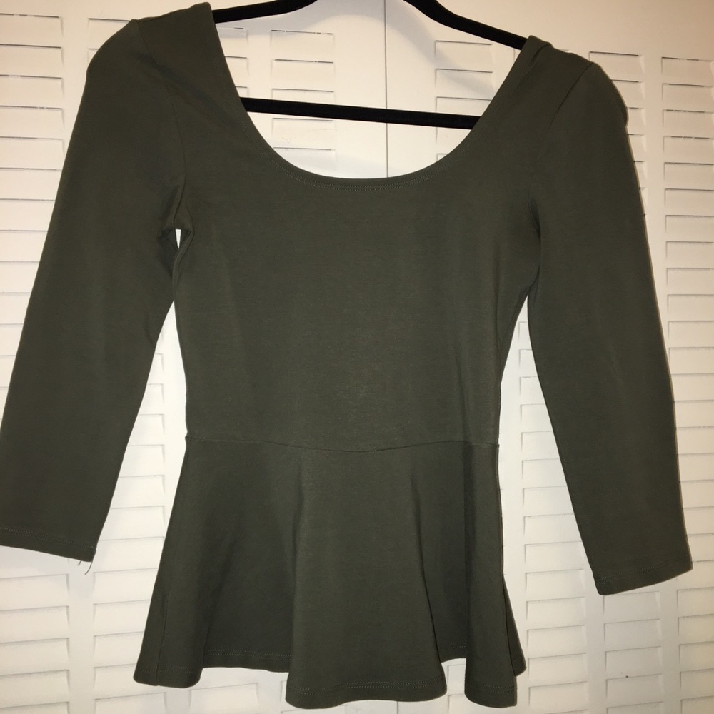 Express Peplum Olive Green top